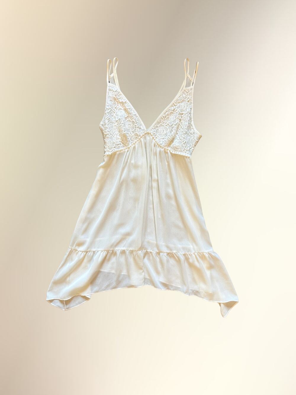 Y2K Linea Donatella Ivory Lace Babydoll Chemise Slip Nightie XL